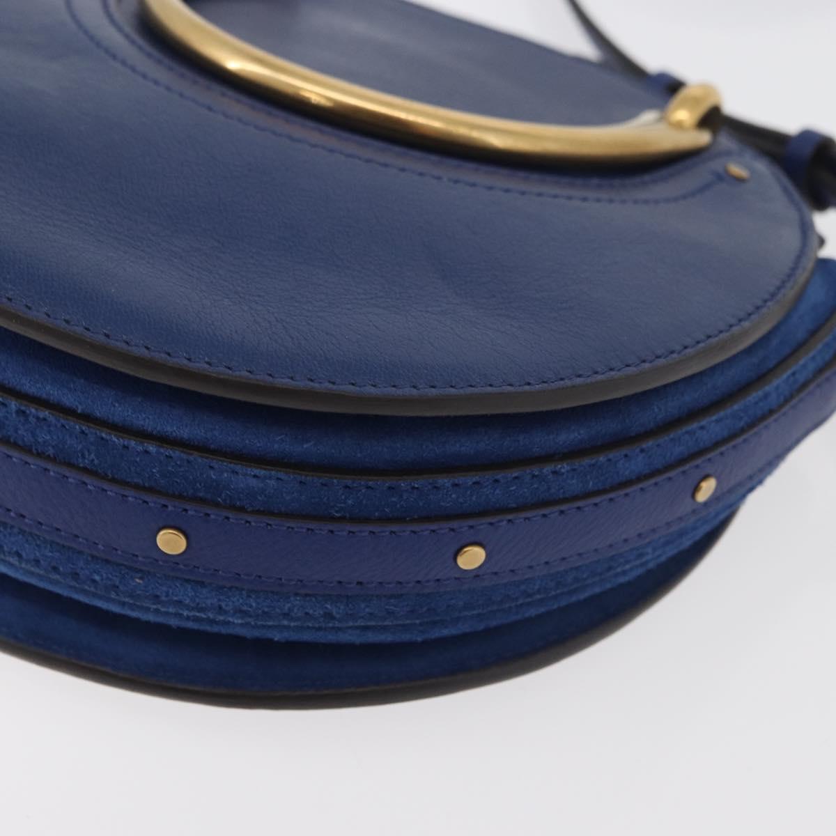 Chloe Pixy Shoulder Bag Leather Blue Gold Auth 176993A