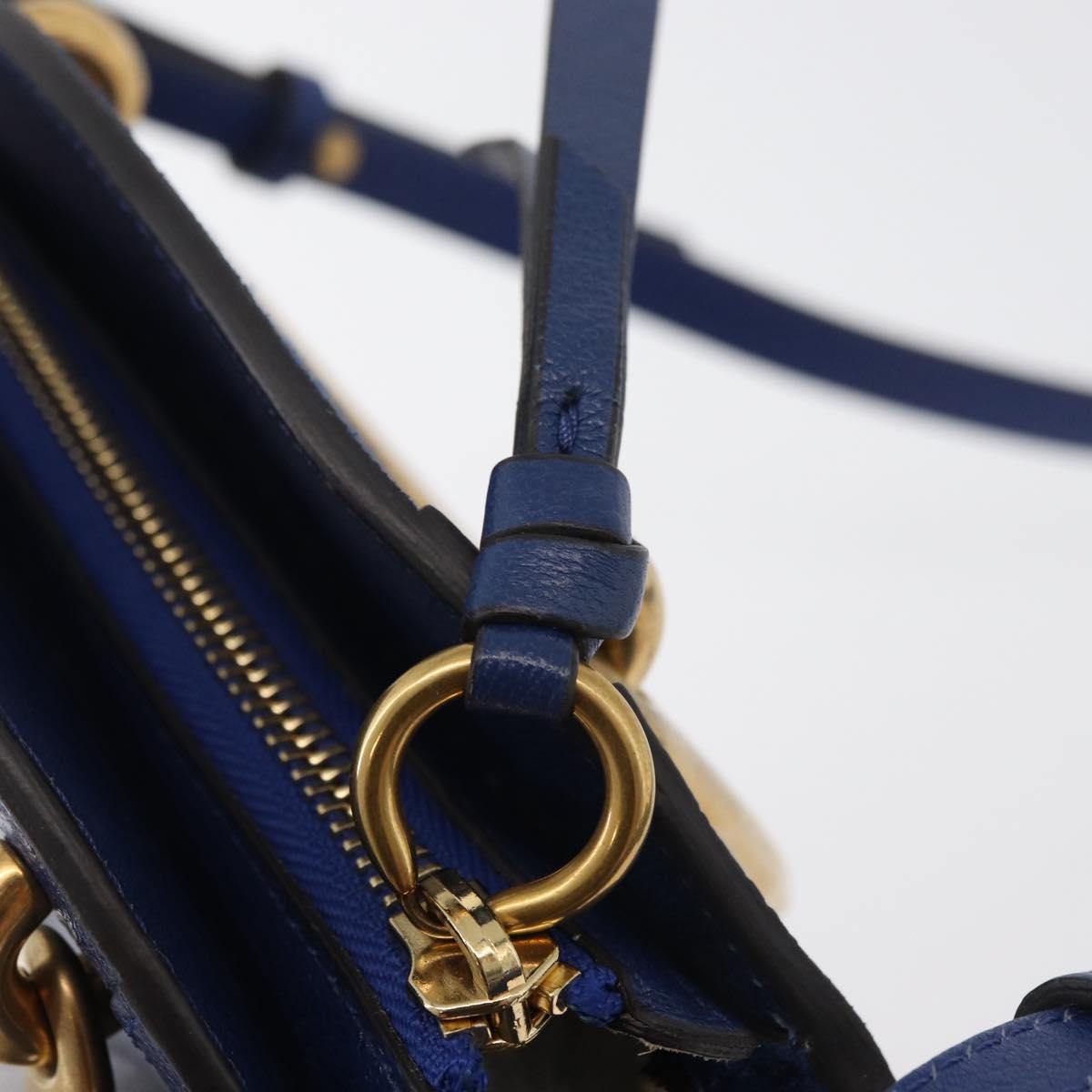 Chloe Pixy Shoulder Bag Leather Blue Gold Auth 176993A