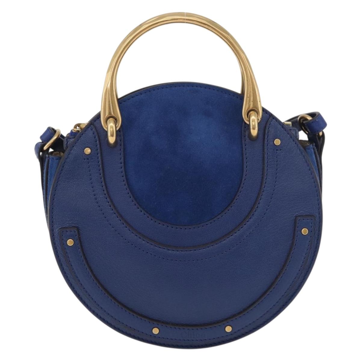 Chloe Pixy Shoulder Bag Leather Blue Gold Auth 176993A