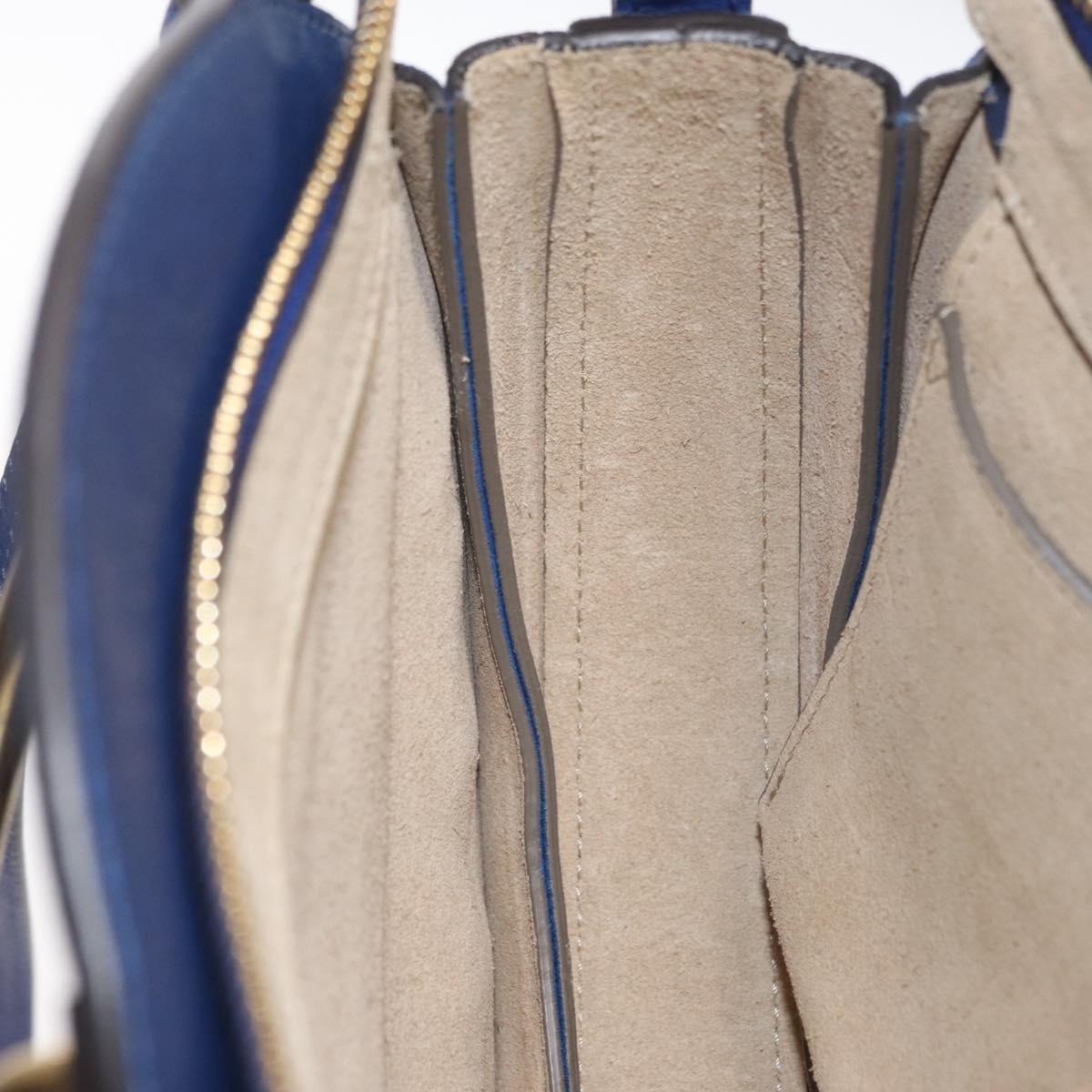Chloe Pixy Shoulder Bag Leather Blue Gold Auth 176993A