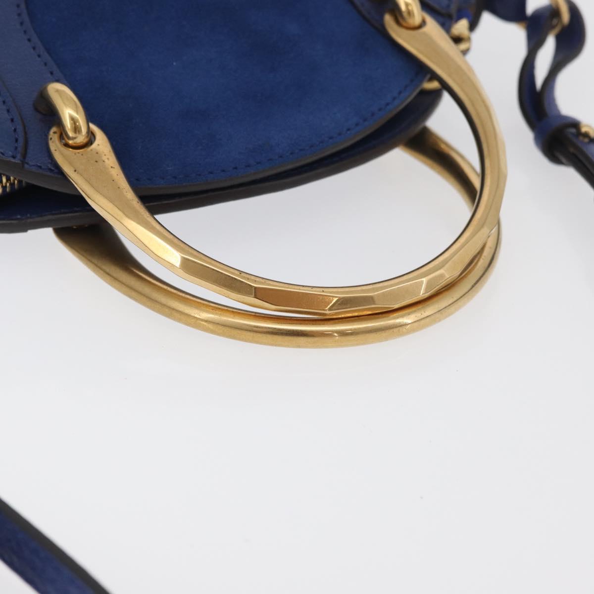 Chloe Pixy Shoulder Bag Leather Blue Gold Auth 176993A