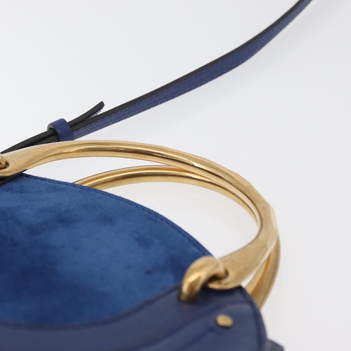 Chloe Pixy Shoulder Bag Leather Blue Gold Auth 176993A