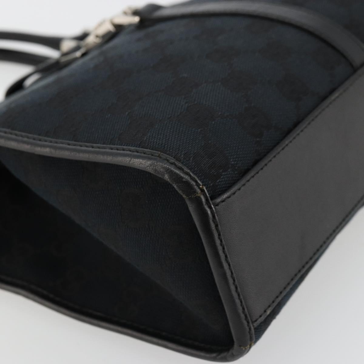 GUCCI GG Canvas Jackie Hand Bag Black Silver 002 1065 Auth 176994