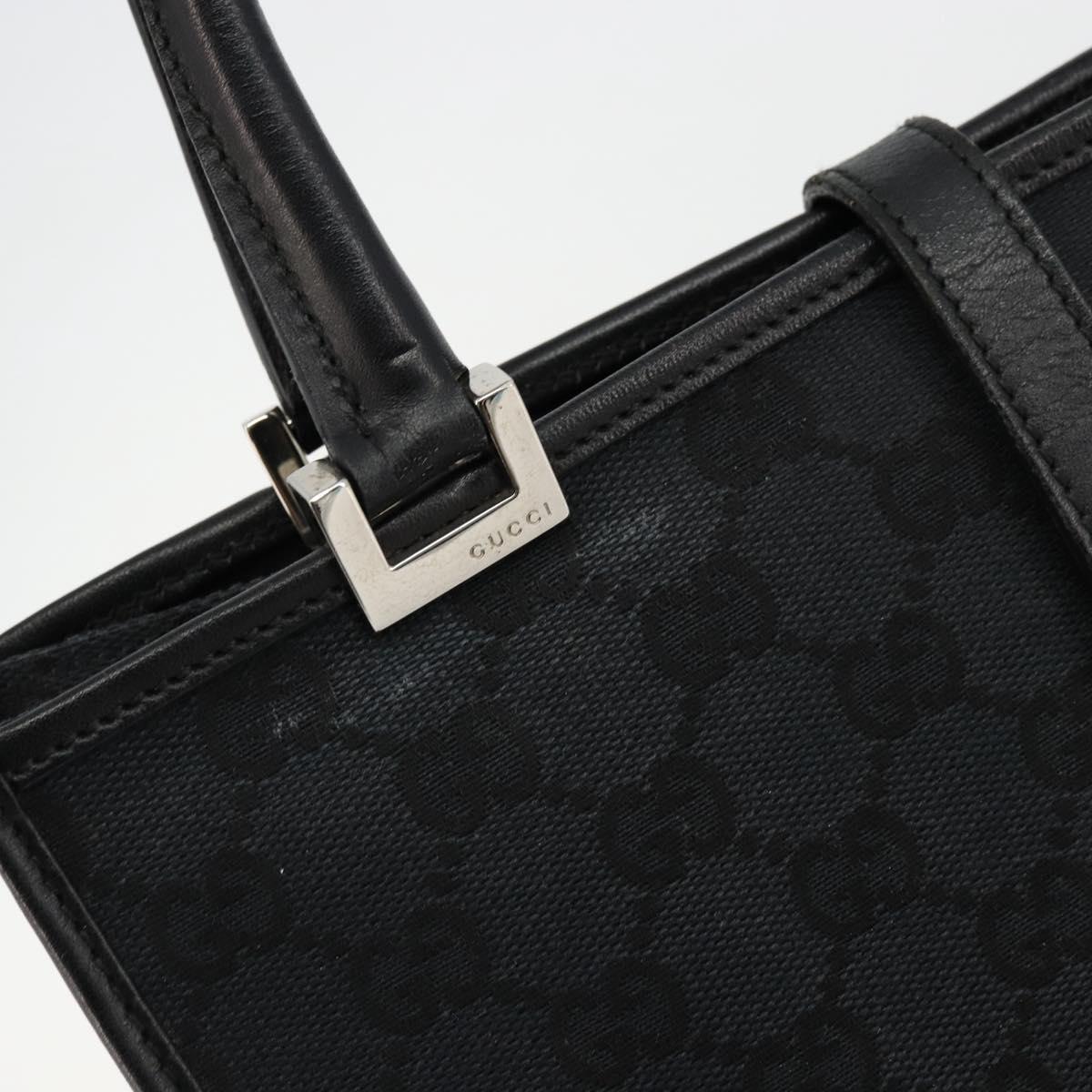 GUCCI GG Canvas Jackie Hand Bag Black Silver 002 1065 Auth 176994