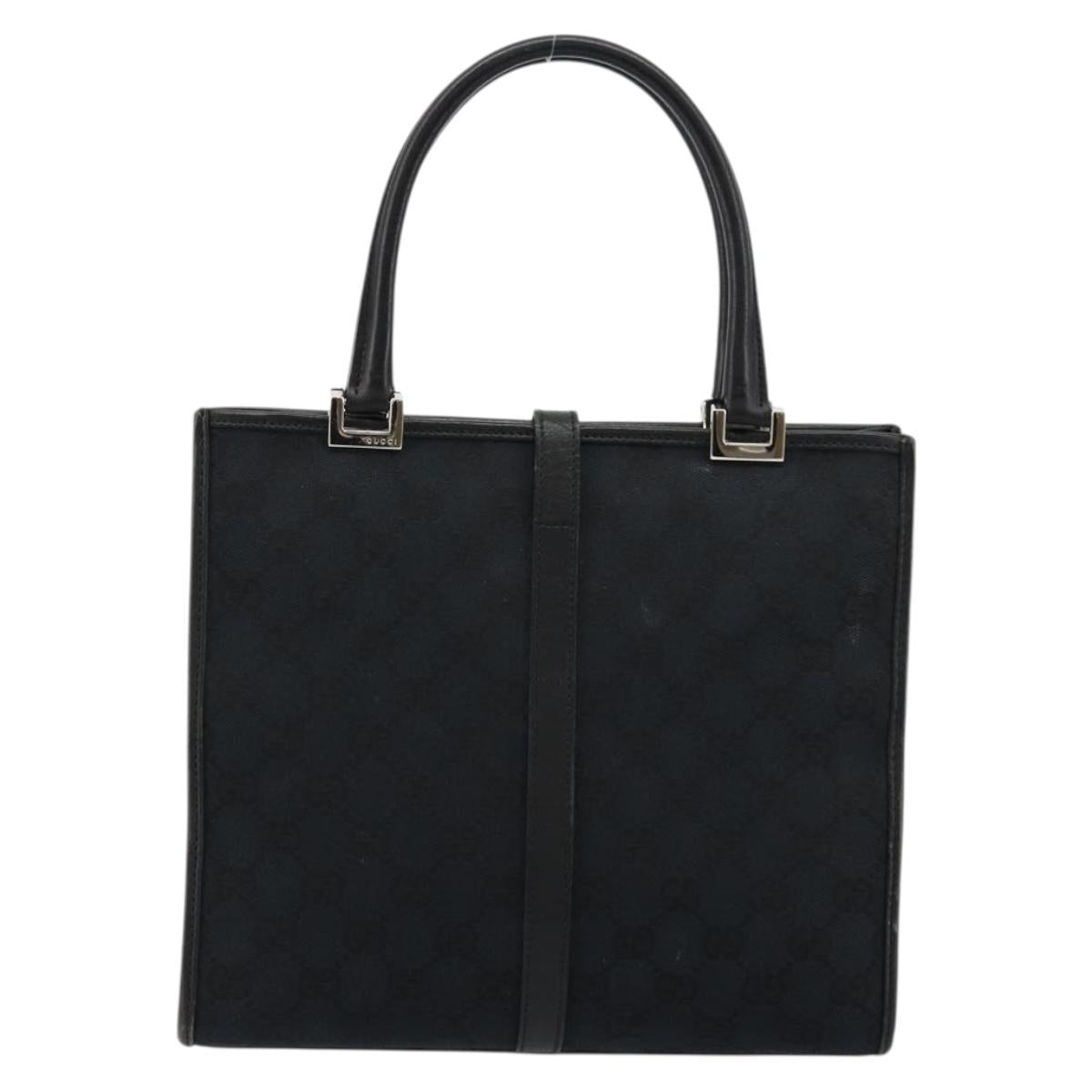 GUCCI GG Canvas Jackie Hand Bag Black Silver 002 1065 Auth 176994