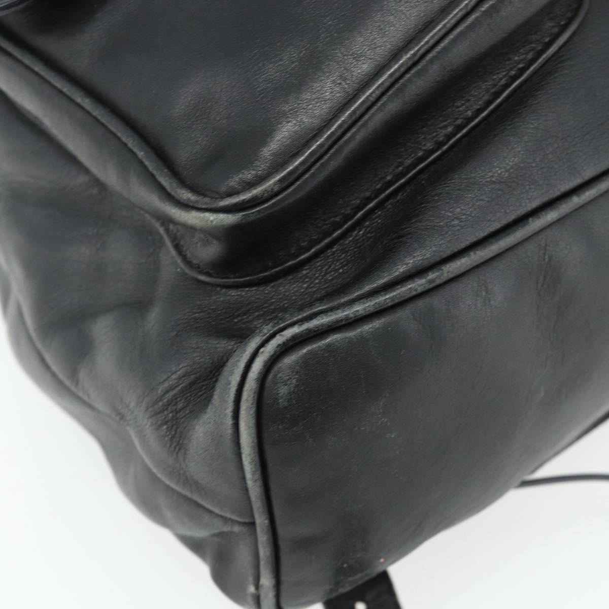 GUCCI Bamboo Backpack Leather Black Gold Auth 176996
