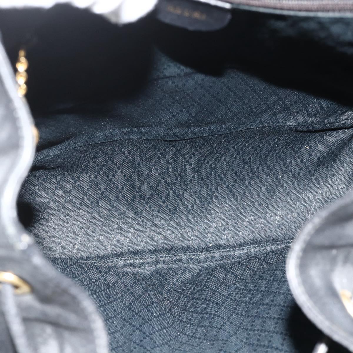 GUCCI Bamboo Backpack Leather Black Gold Auth 176996