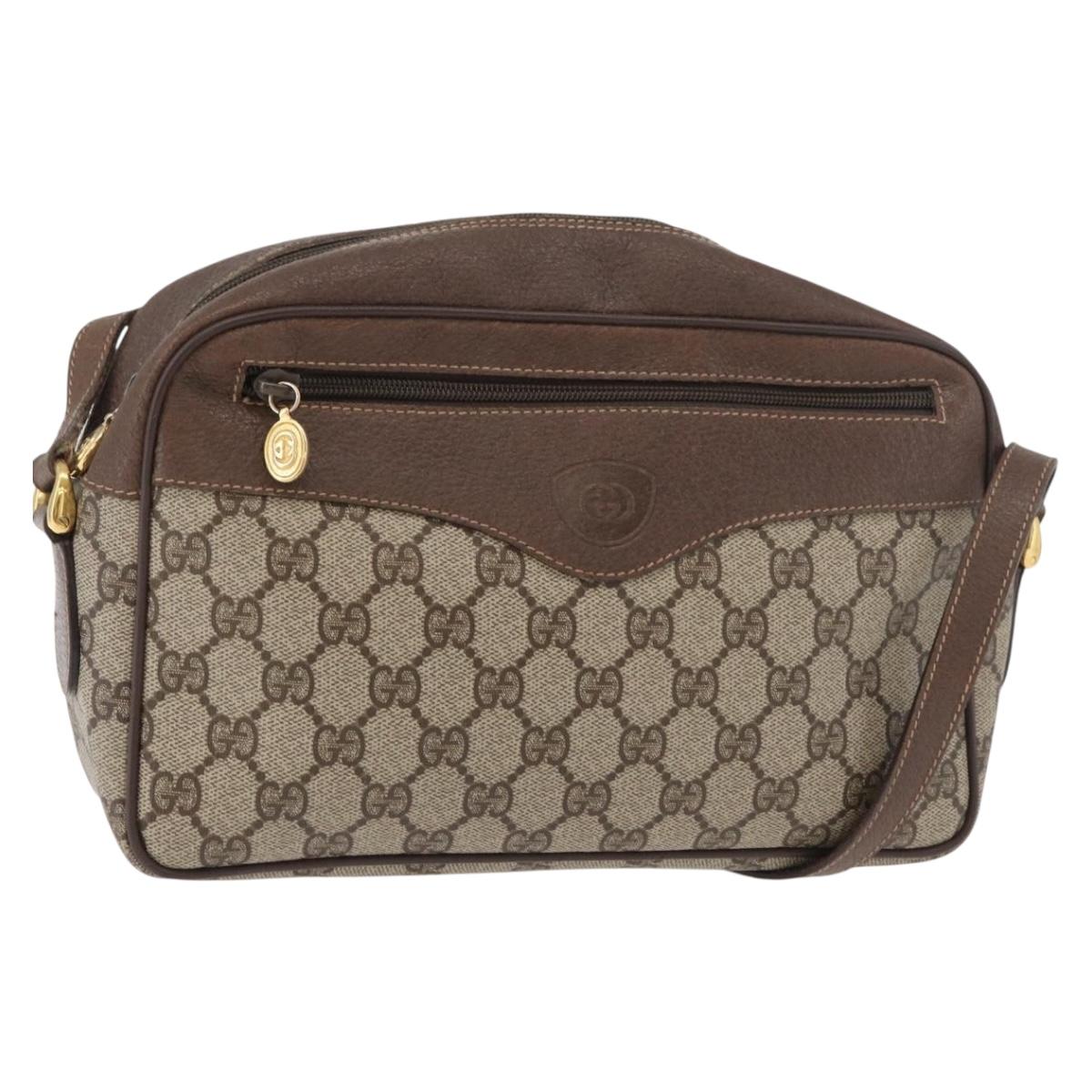 GUCCI GG Supreme Shoulder Bag PVC Beige Gold Auth 176997