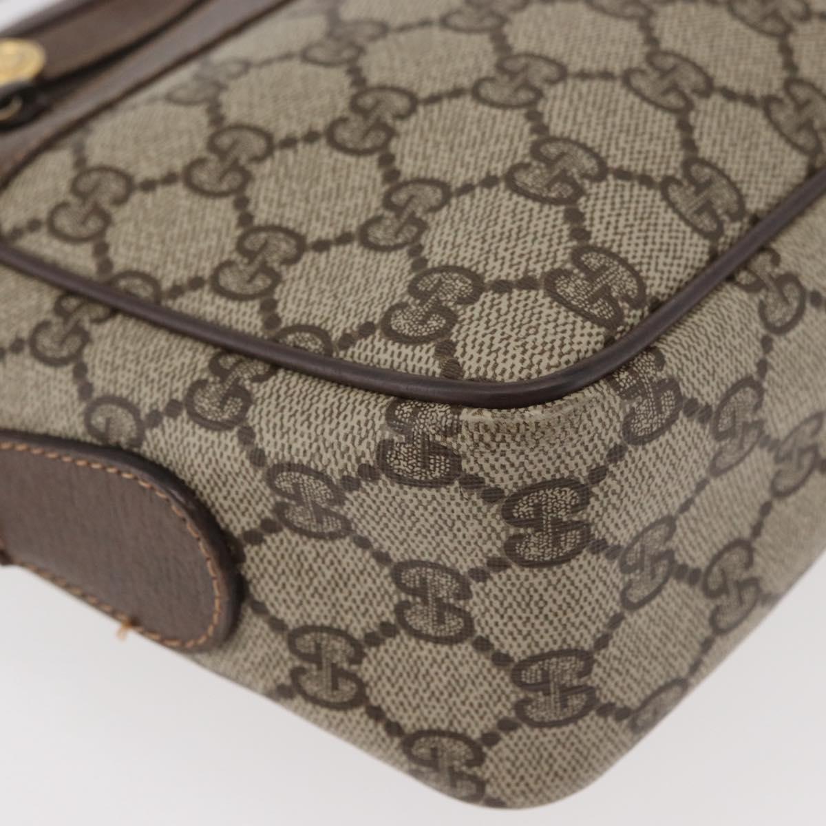 GUCCI GG Supreme Shoulder Bag PVC Beige Gold Auth 176997