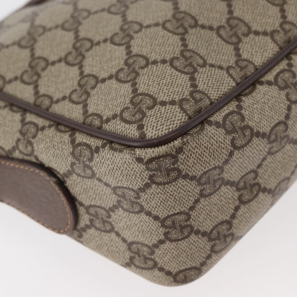 GUCCI GG Supreme Shoulder Bag PVC Beige Gold Auth 176997