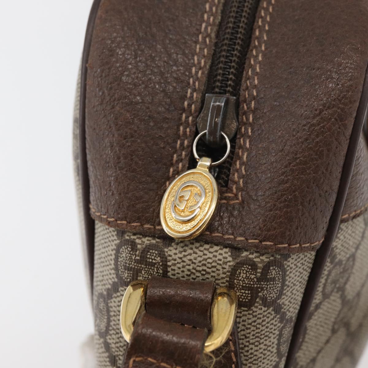 GUCCI GG Supreme Shoulder Bag PVC Beige Gold Auth 176997