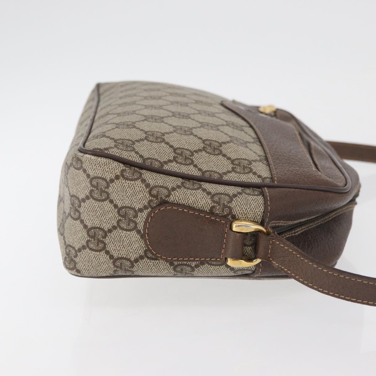 GUCCI GG Supreme Shoulder Bag PVC Beige Gold Auth 176997
