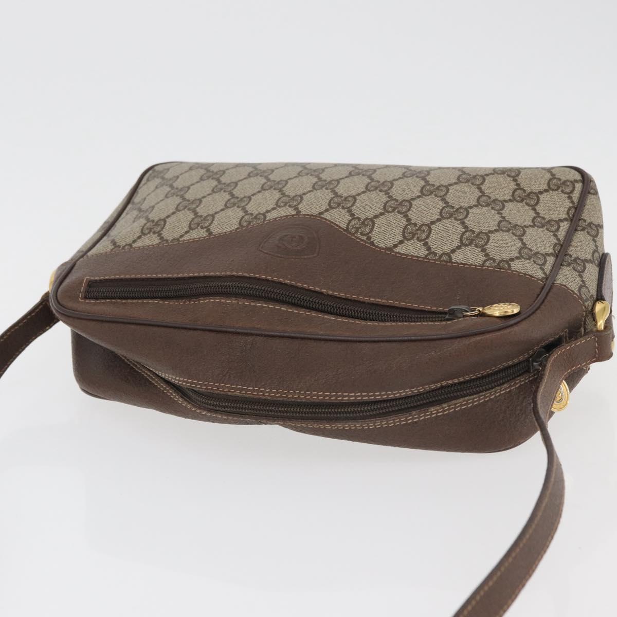 GUCCI GG Supreme Shoulder Bag PVC Beige Gold Auth 176997