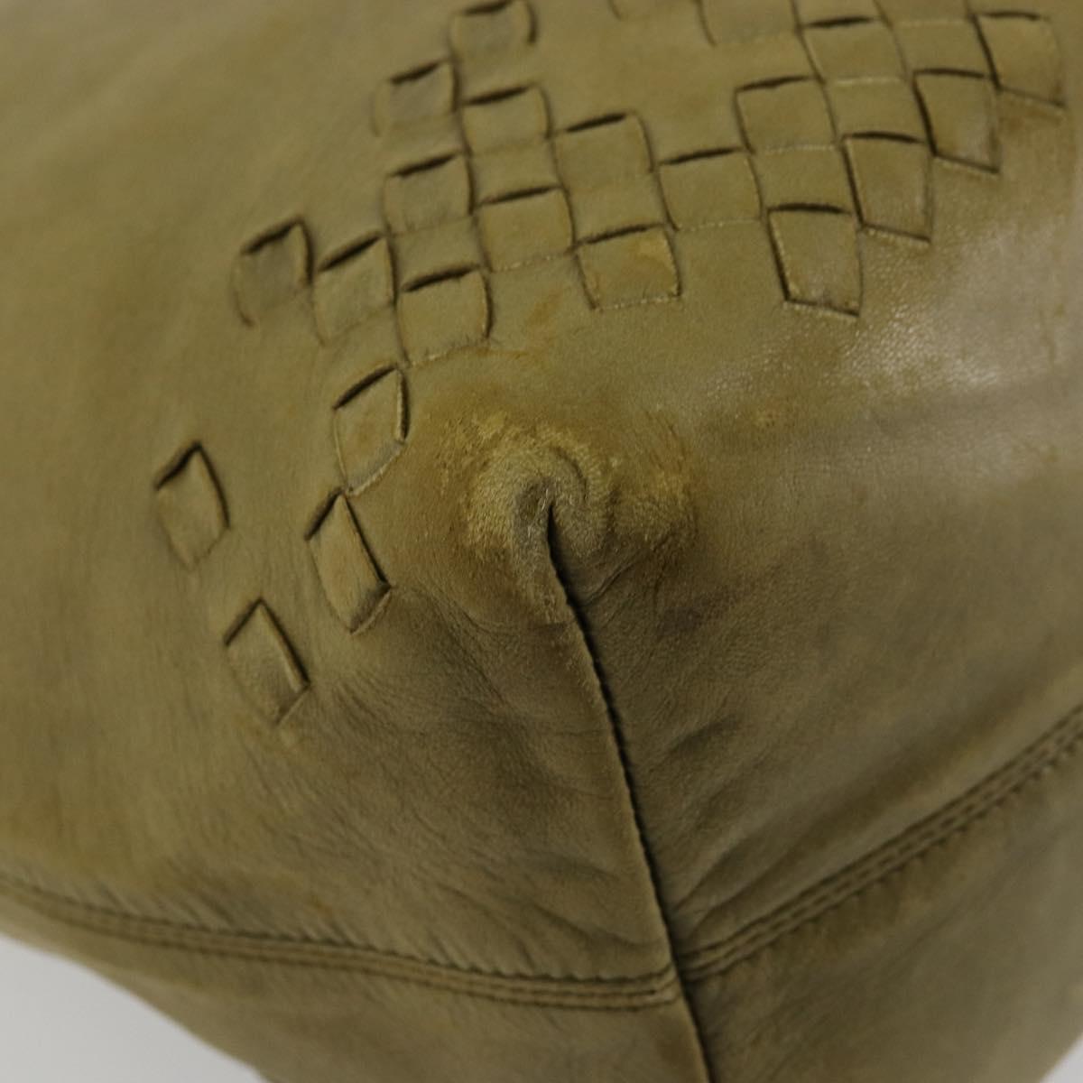 BOTTEGA VENETA INTRECCIATO Hand Bag Leather Khaki 131673 Auth 177000