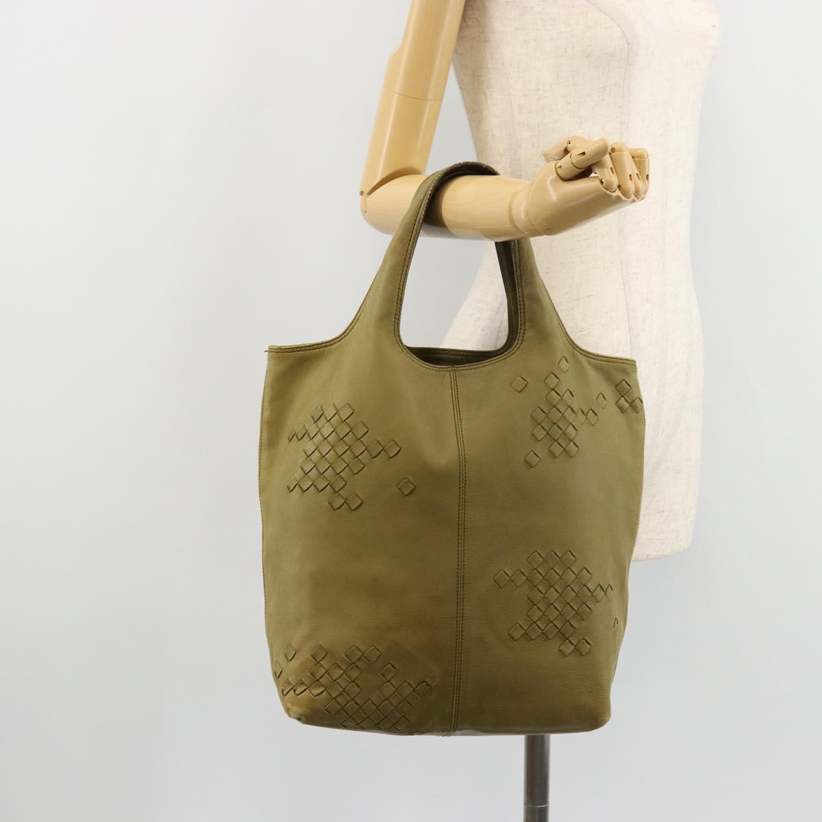 BOTTEGA VENETA INTRECCIATO Hand Bag Leather Khaki 131673 Auth 177000