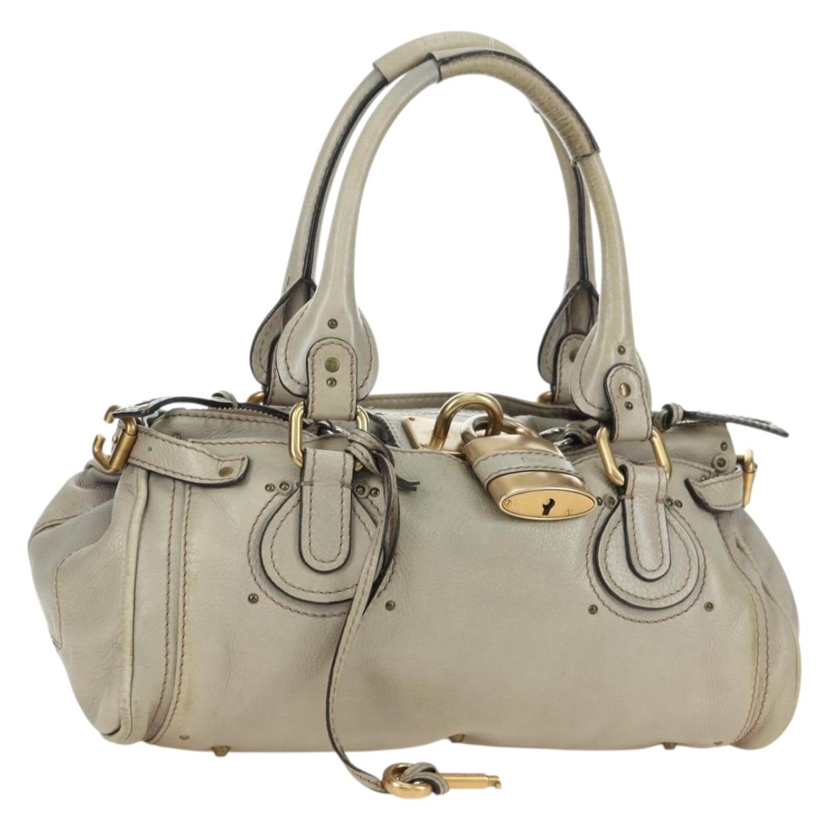 Chloe Paddington Hand Bag Leather Beige Gold Silver Auth 177003V