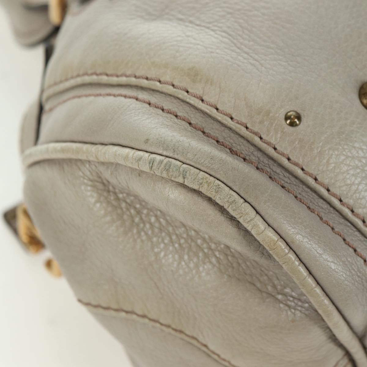 Chloe Paddington Hand Bag Leather Beige Gold Silver Auth 177003V