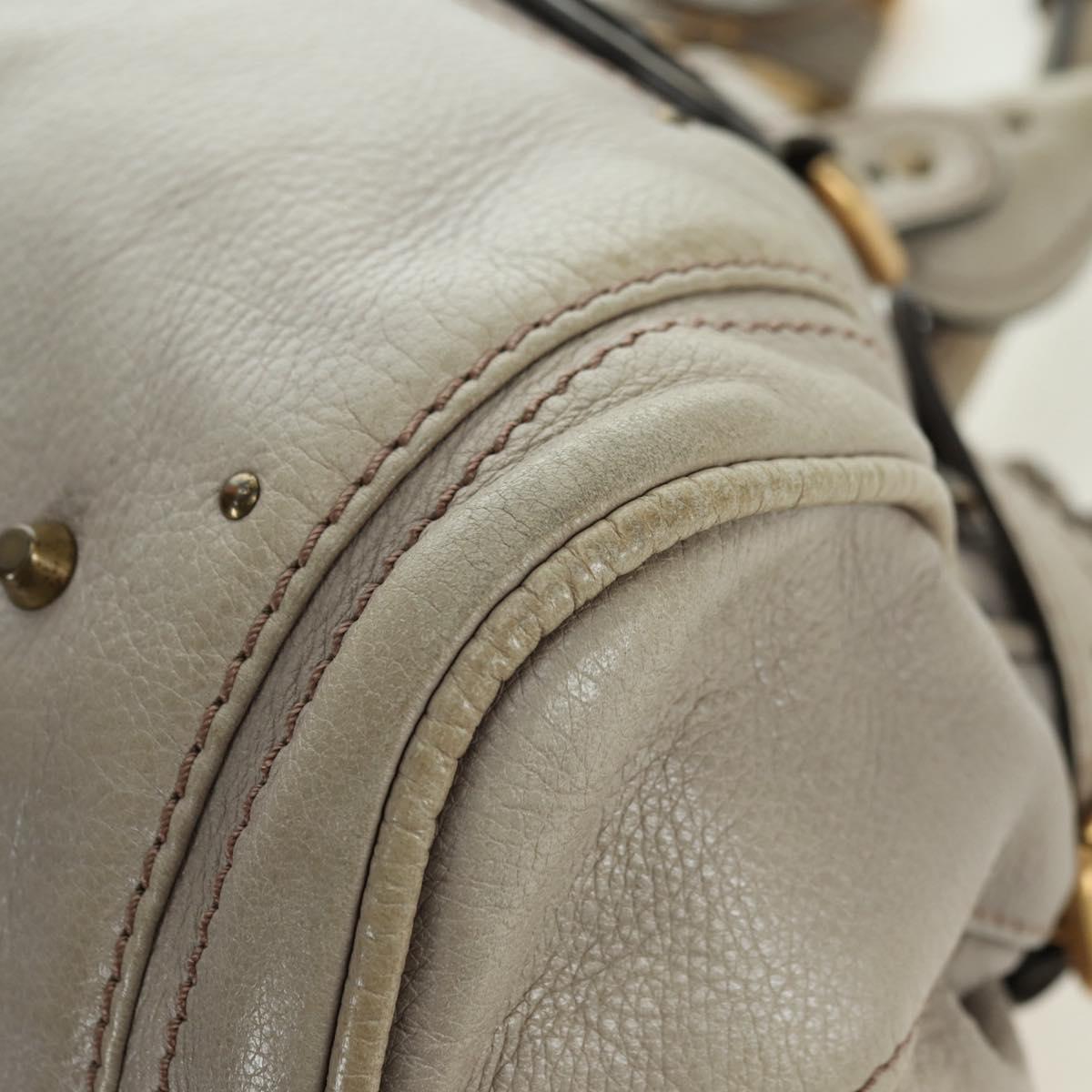 Chloe Paddington Hand Bag Leather Beige Gold Silver Auth 177003V