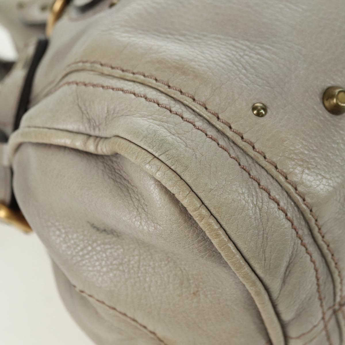 Chloe Paddington Hand Bag Leather Beige Gold Silver Auth 177003V