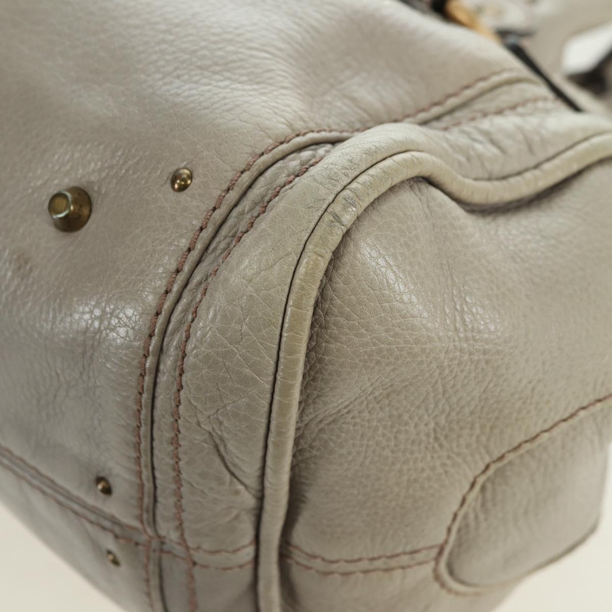 Chloe Paddington Hand Bag Leather Beige Gold Silver Auth 177003V