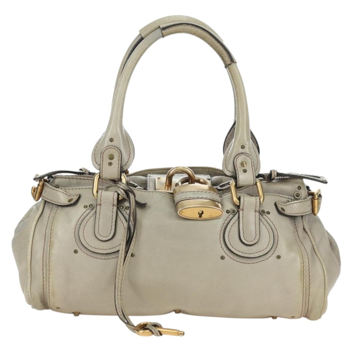 Chloe Paddington Hand Bag Leather Beige Gold Silver Auth 177003V