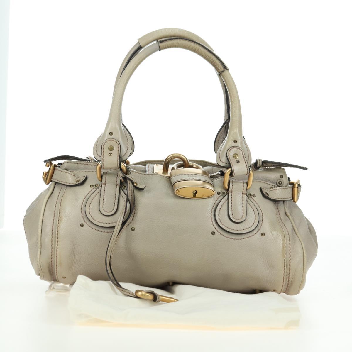 Chloe Paddington Hand Bag Leather Beige Gold Silver Auth 177003V