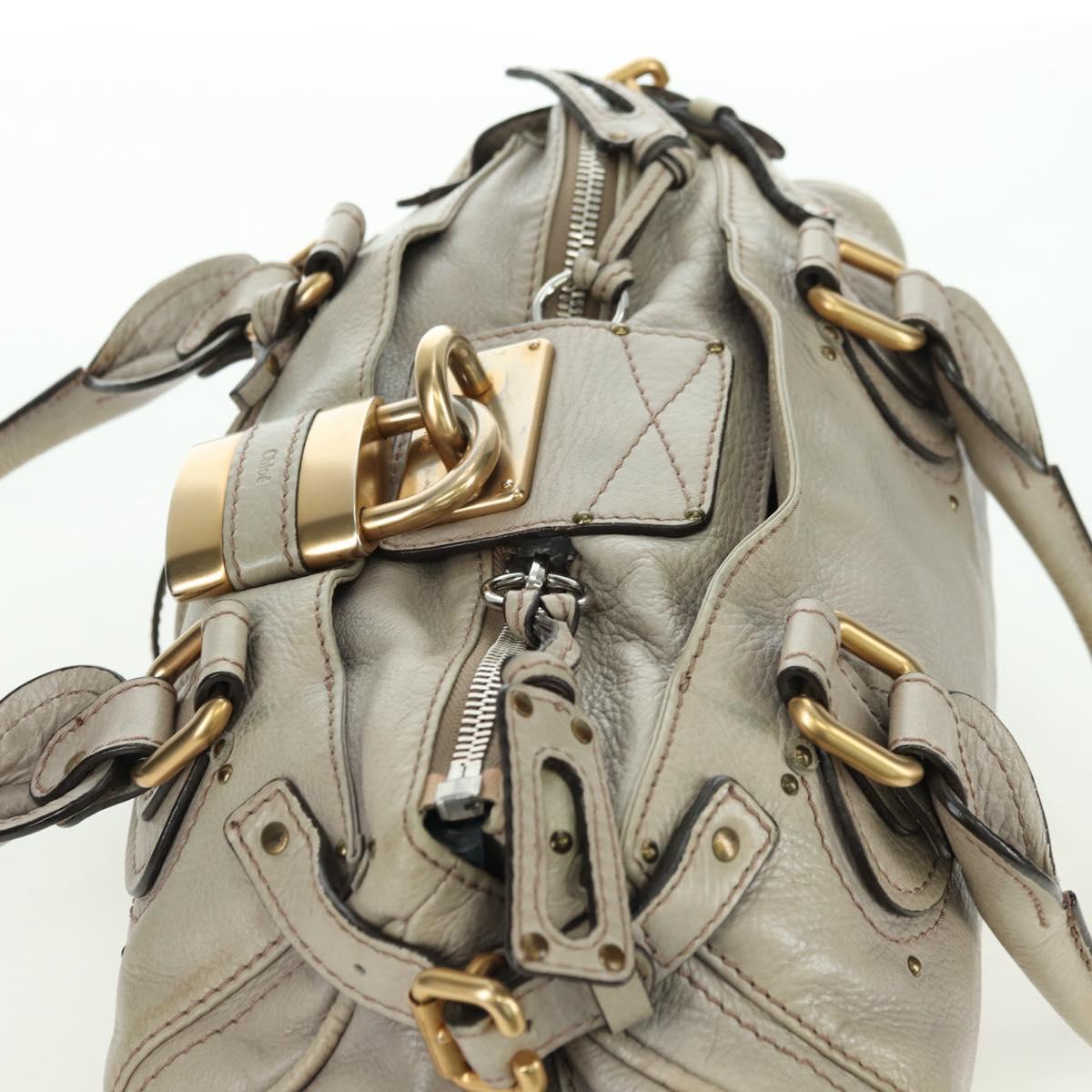Chloe Paddington Hand Bag Leather Beige Gold Silver Auth 177003V