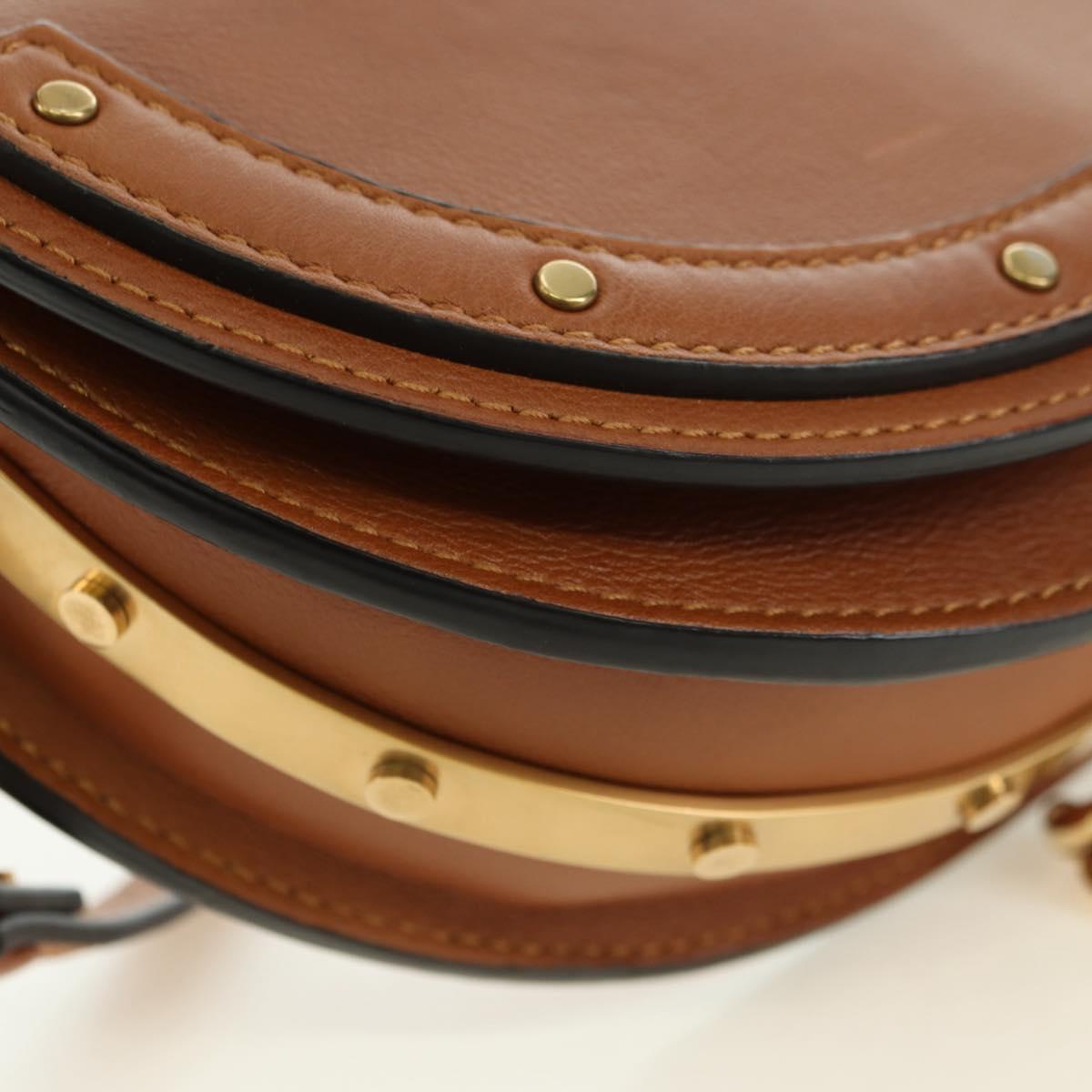 Chloe Nile Minaudière Hand Bag Leather 2way Brown Gold Auth 177005V
