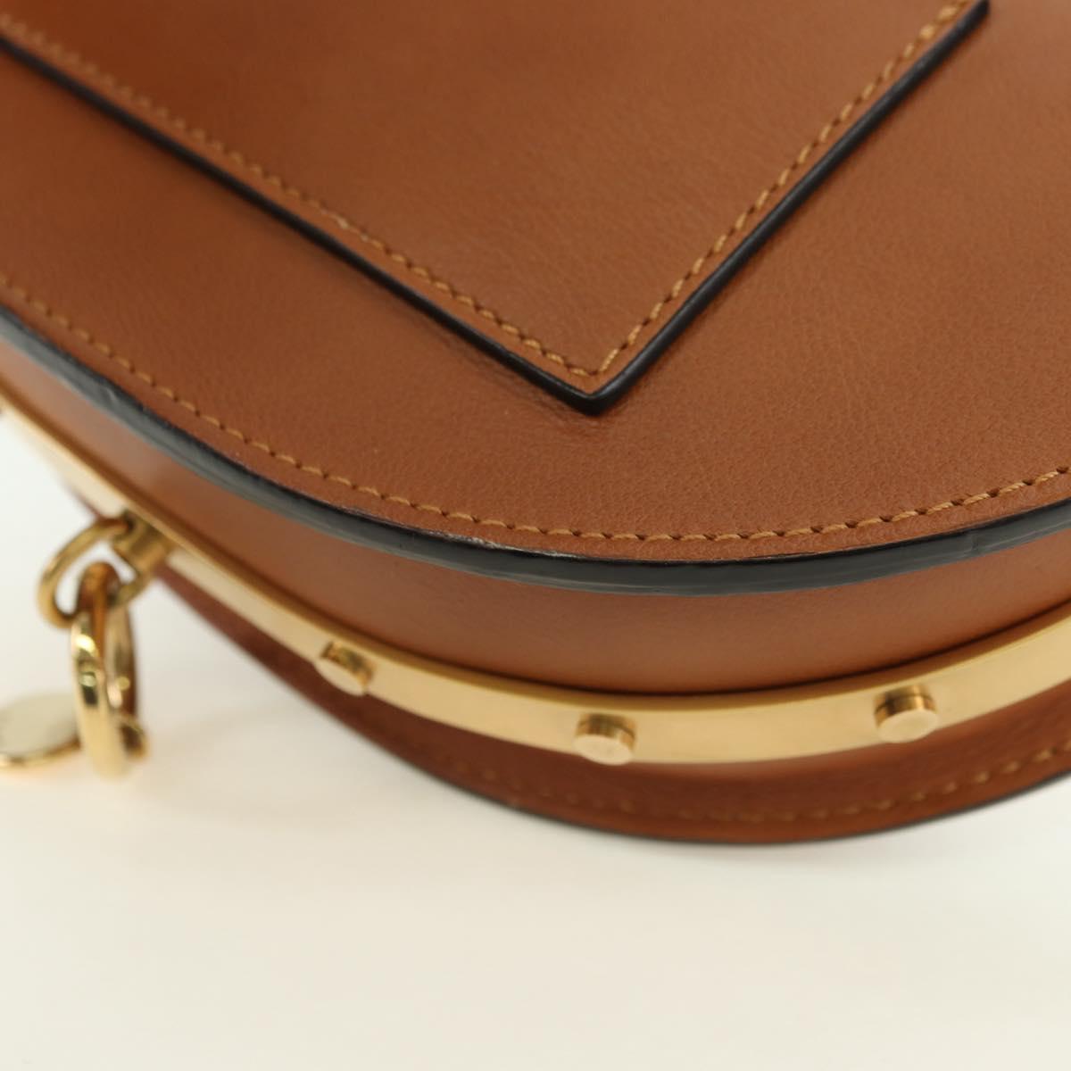 Chloe Nile Minaudière Hand Bag Leather 2way Brown Gold Auth 177005V