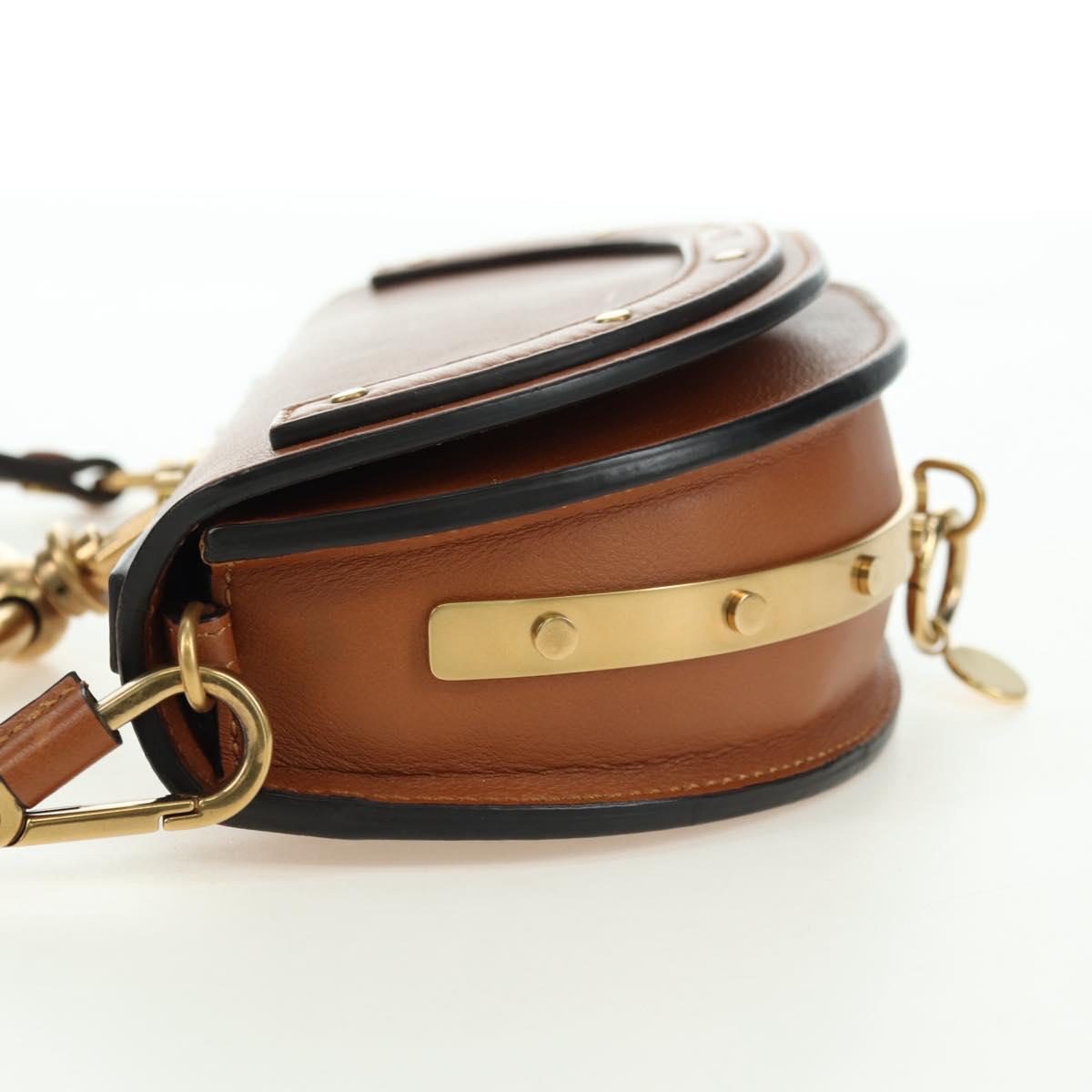 Chloe Nile Minaudière Hand Bag Leather 2way Brown Gold Auth 177005V