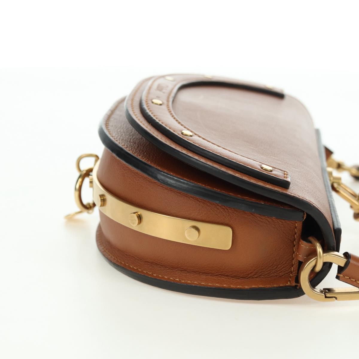 Chloe Nile Minaudière Hand Bag Leather 2way Brown Gold Auth 177005V
