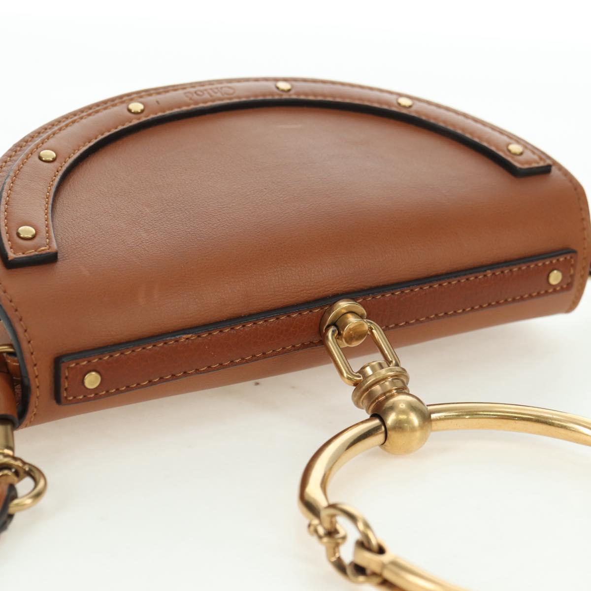 Chloe Nile Minaudière Hand Bag Leather 2way Brown Gold Auth 177005V