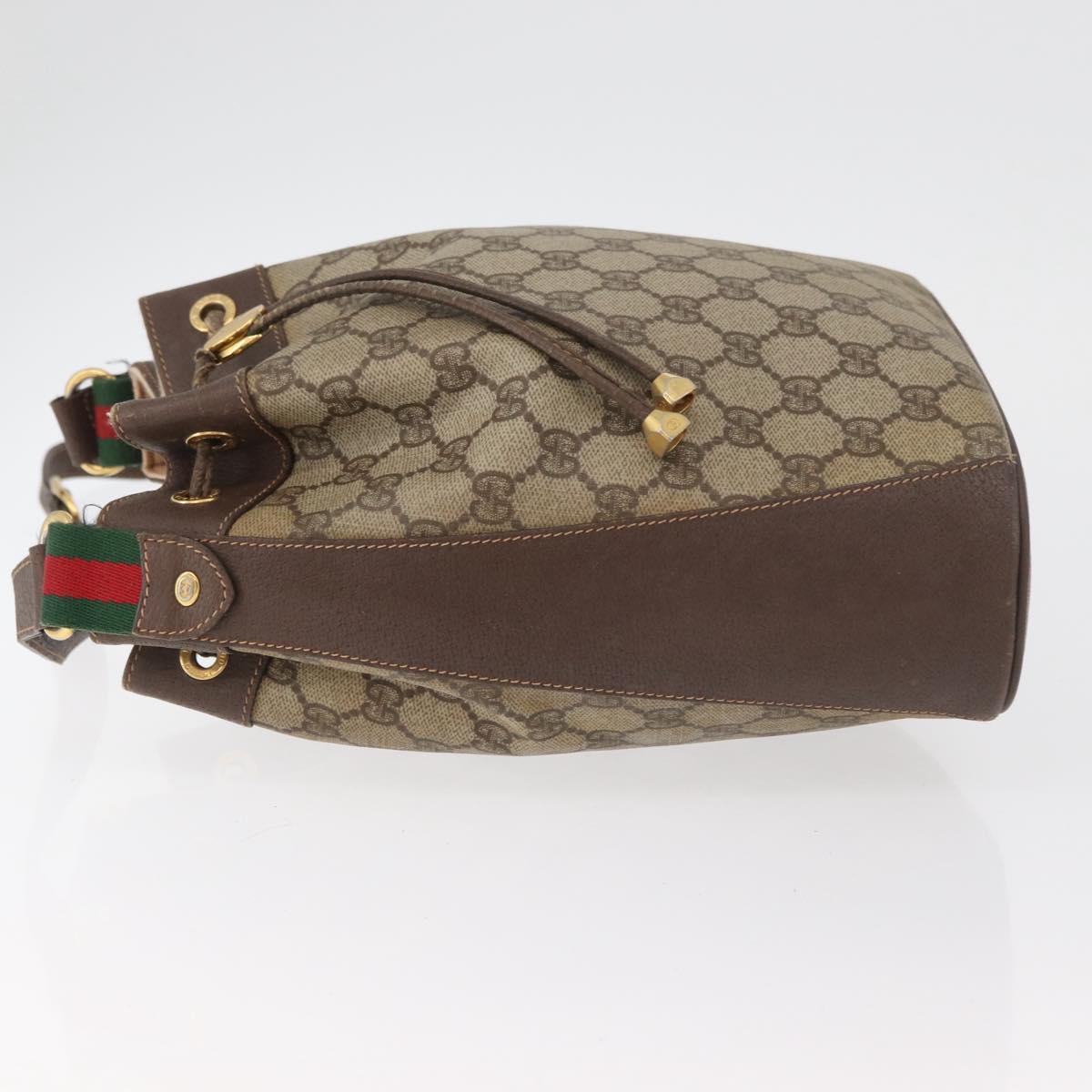 GUCCI GG Supreme Web Sherry Line Bag PVC Beige Gold 164 02 034 Auth 177007