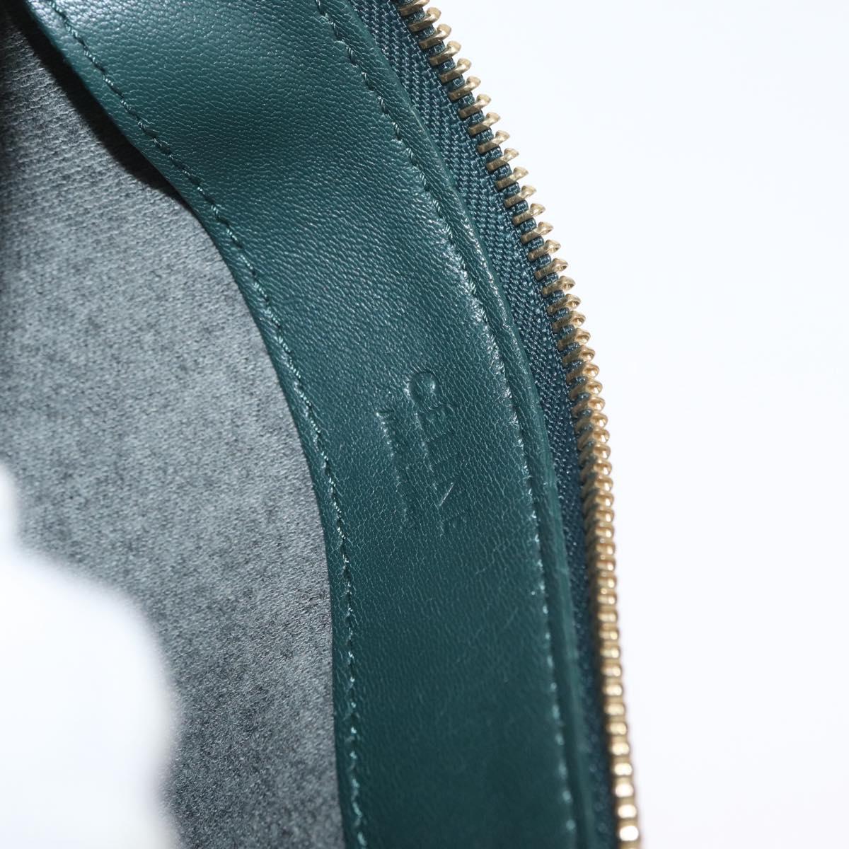 CELINE Trio Shoulder Bag Leather Green Gold Auth 177008A