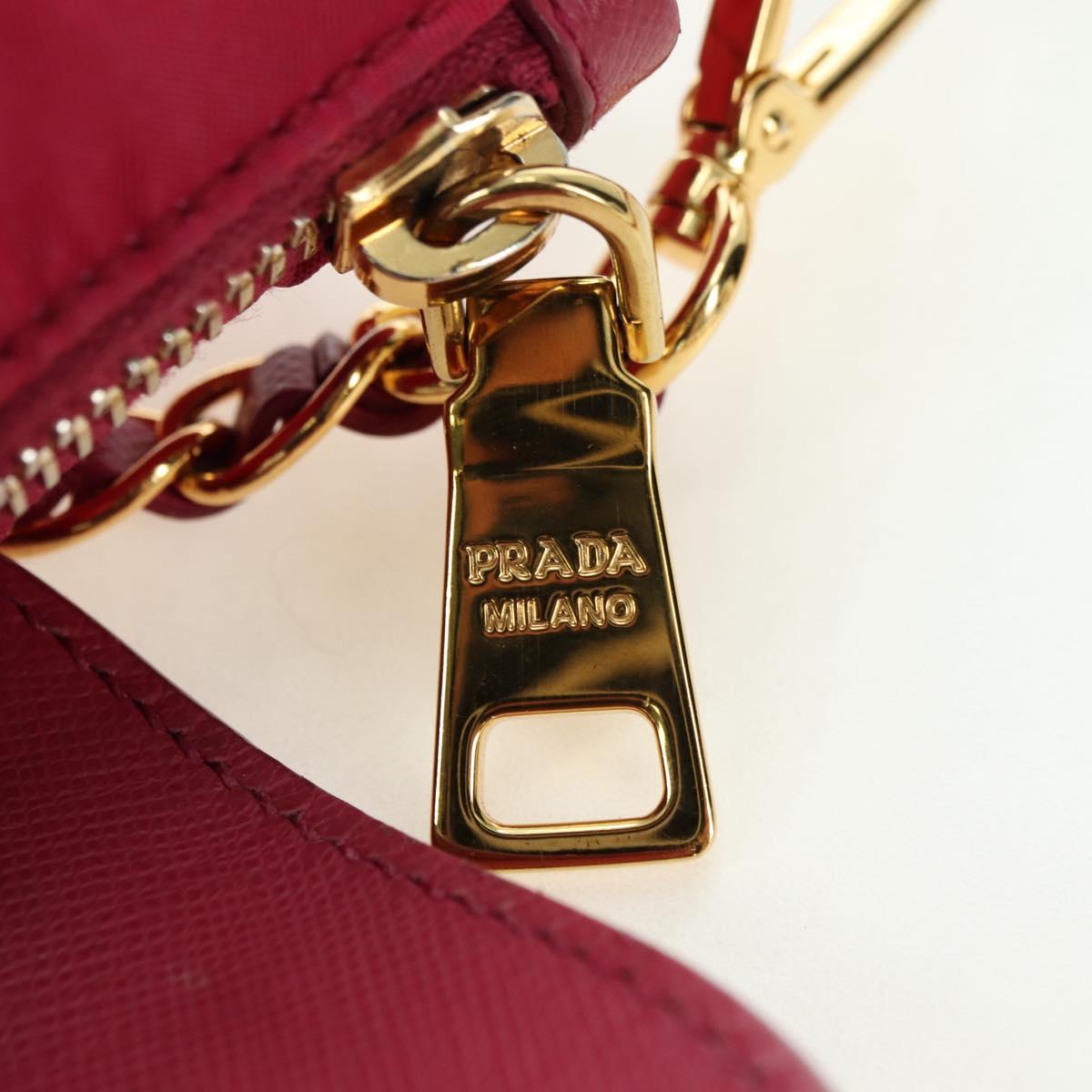 PRADA Chain Shoulder Bag Nylon Pink Gold Auth 177013V