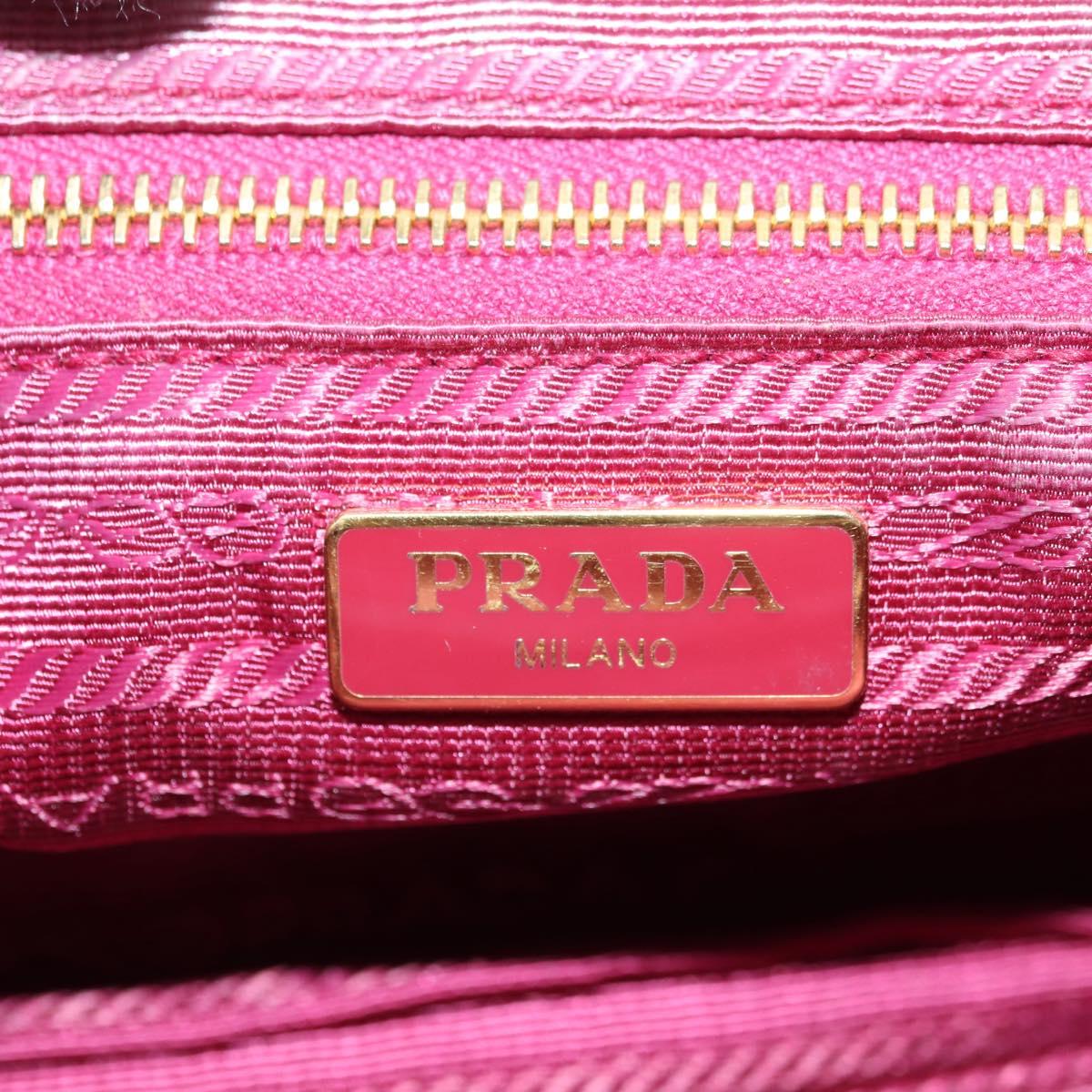 PRADA Chain Shoulder Bag Nylon Pink Gold Auth 177013V