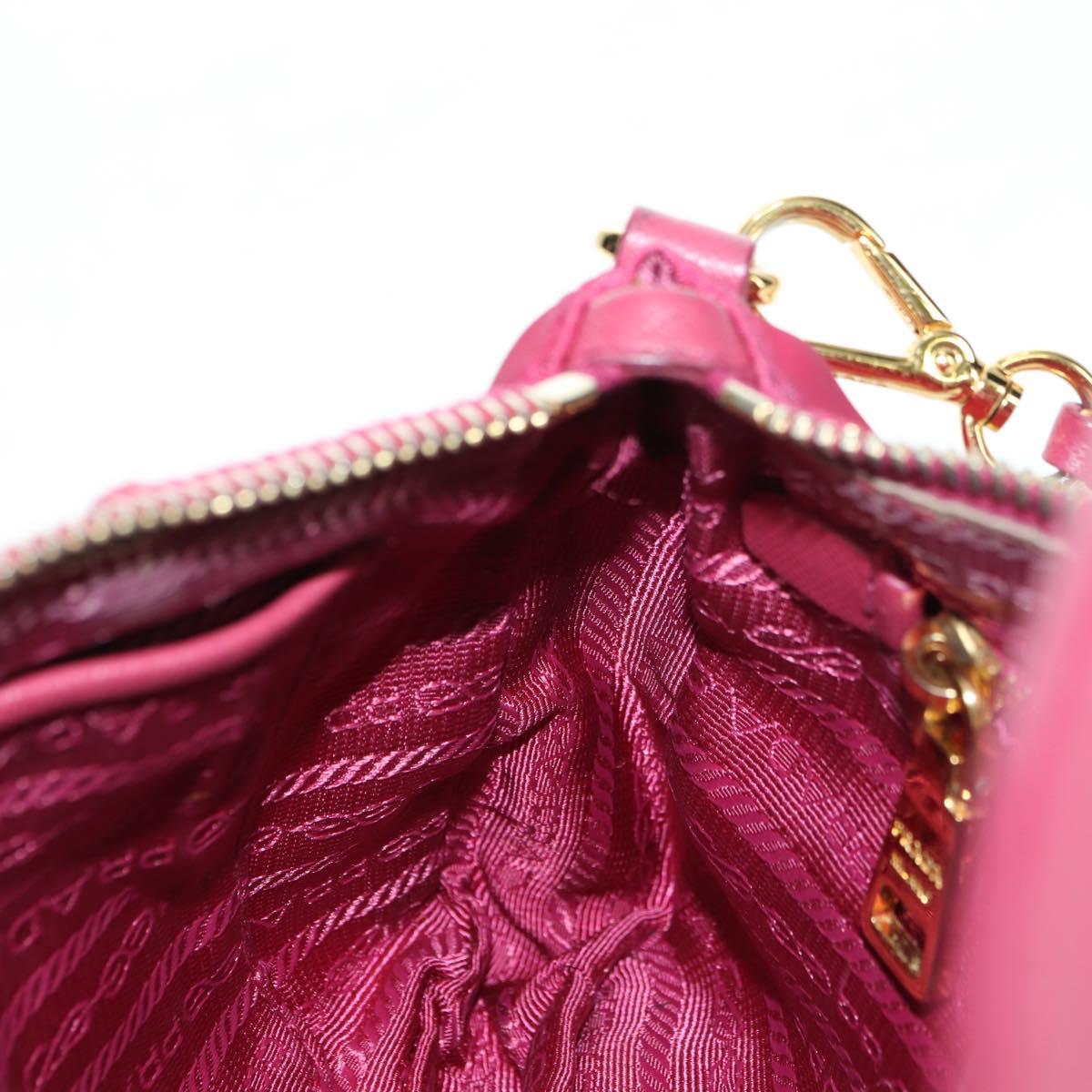 PRADA Chain Shoulder Bag Nylon Pink Gold Auth 177013V
