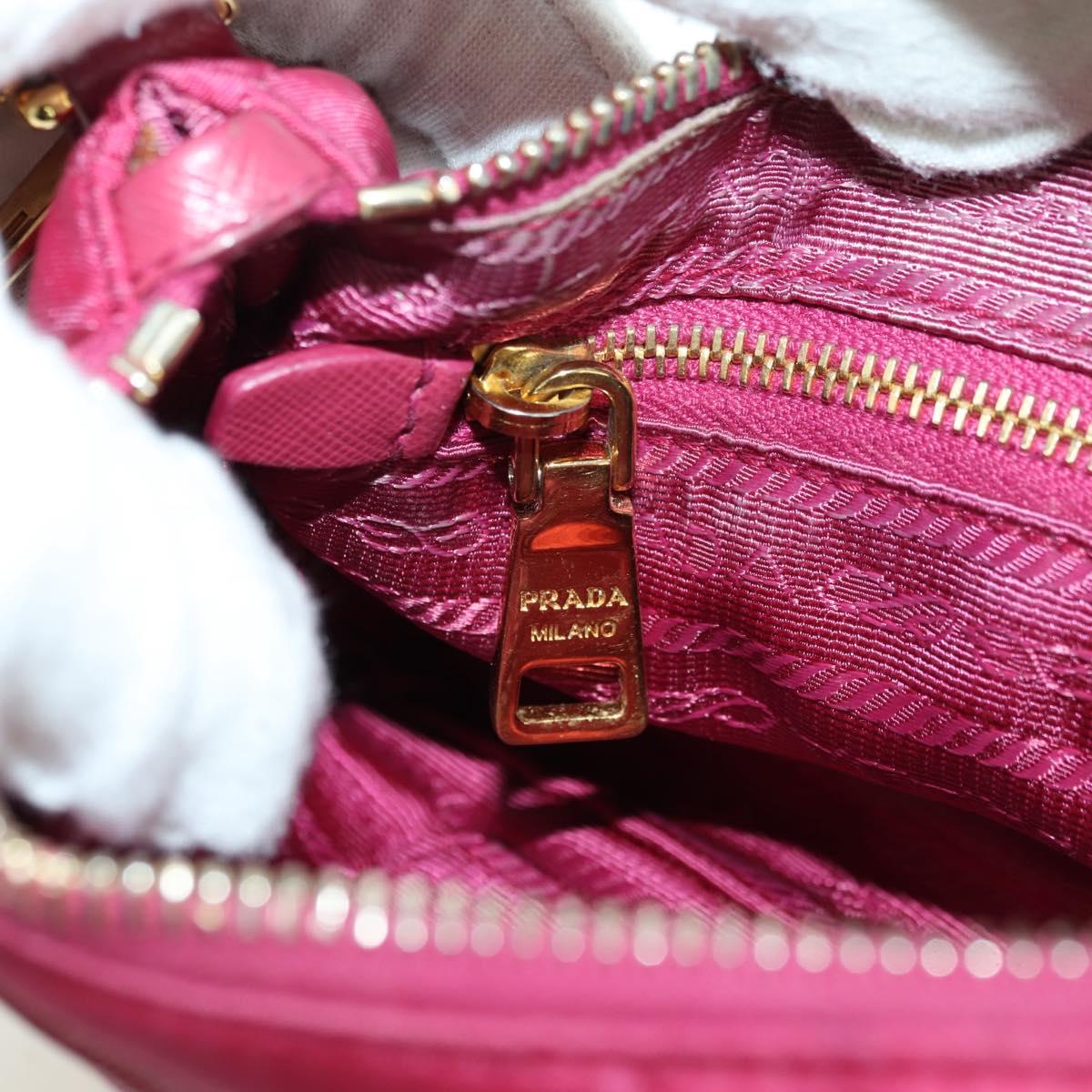 PRADA Chain Shoulder Bag Nylon Pink Gold Auth 177013V