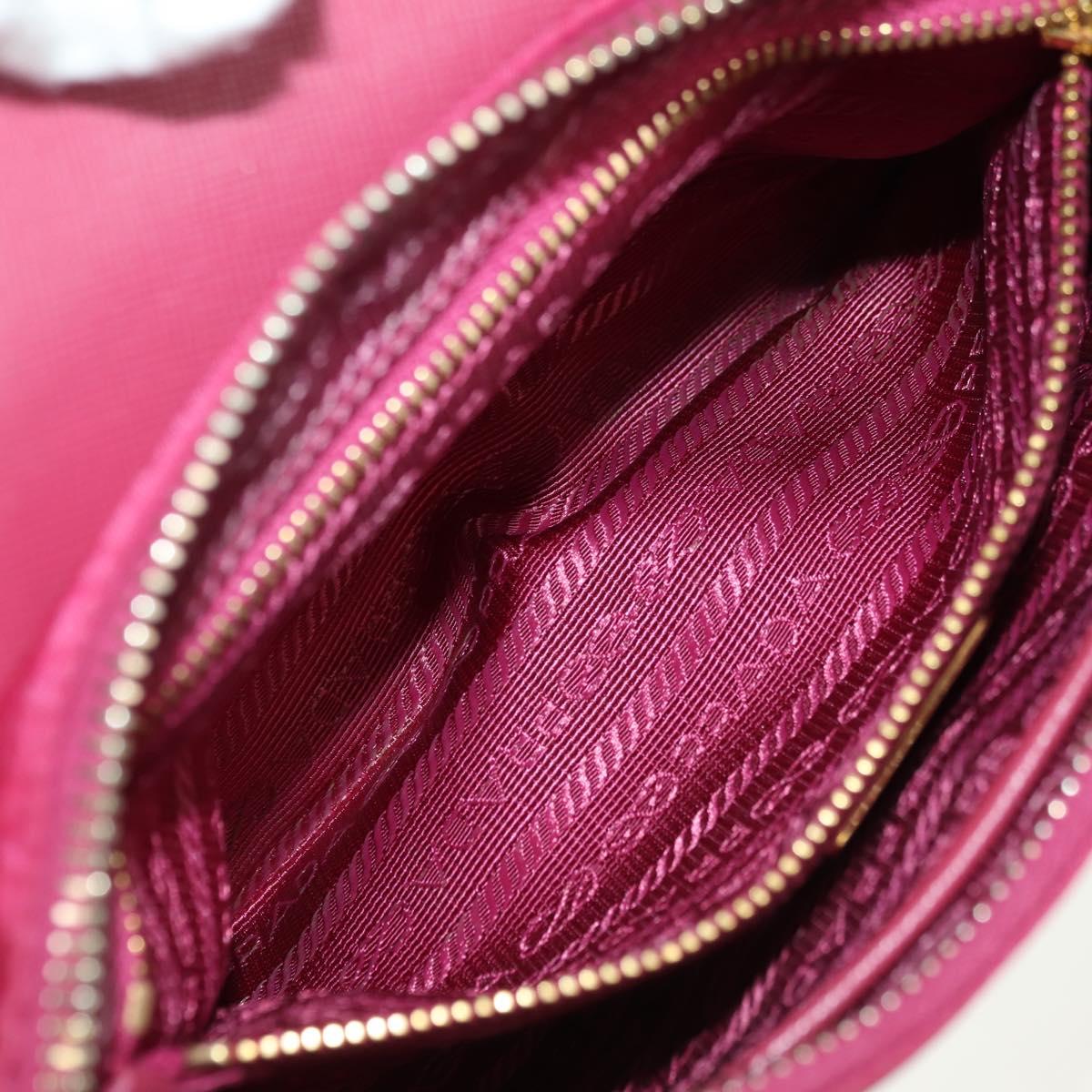 PRADA Chain Shoulder Bag Nylon Pink Gold Auth 177013V