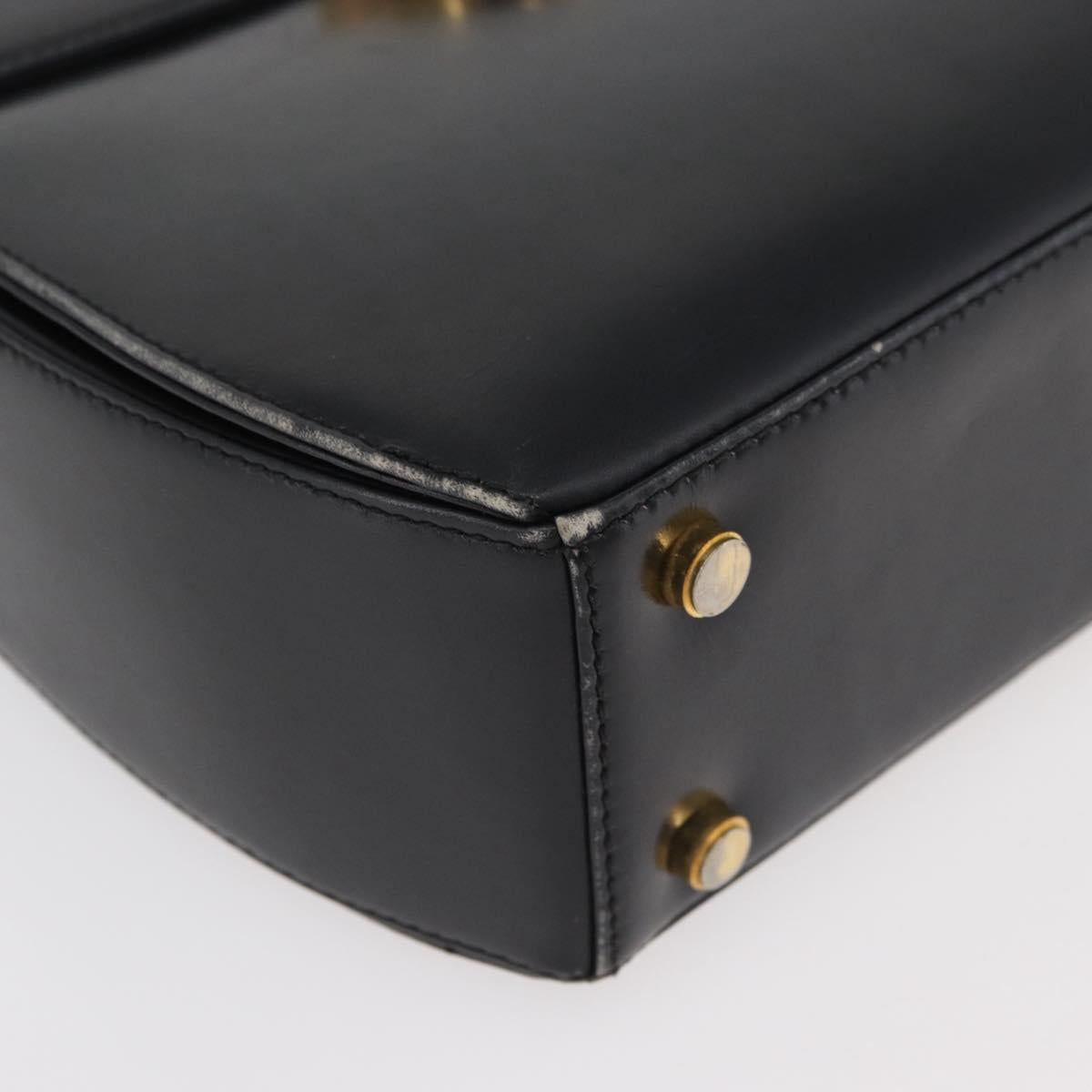 Salvatore Ferragamo Gancini Hand Bag Leather 2way Black Gold Auth 177018