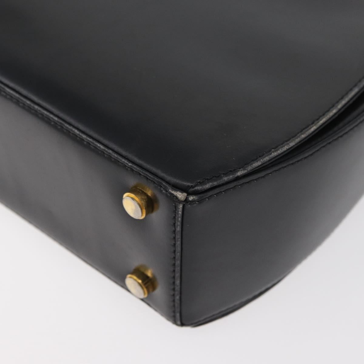Salvatore Ferragamo Gancini Hand Bag Leather 2way Black Gold Auth 177018