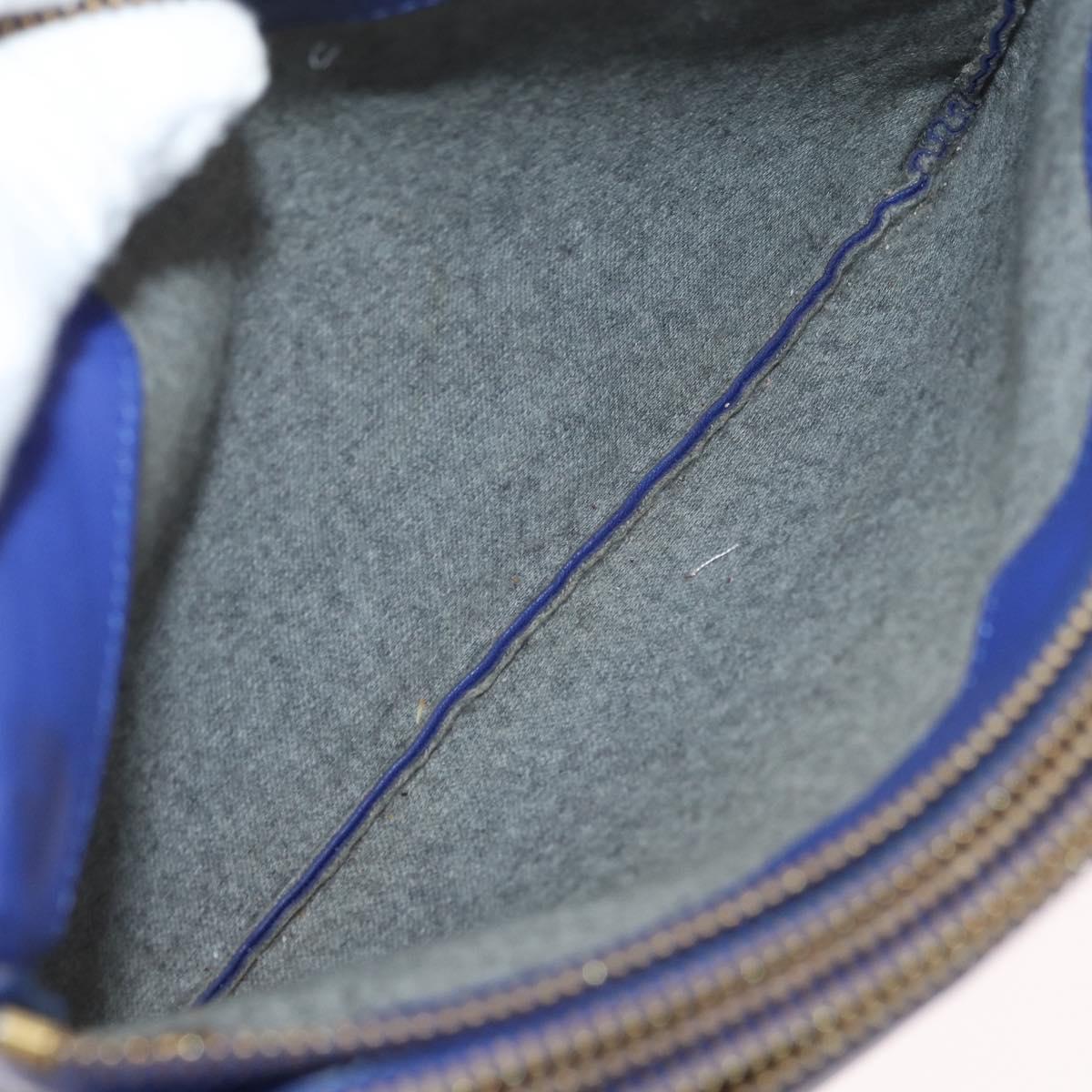 CELINE Trio Shoulder Bag Leather Blue Gold Auth 177022