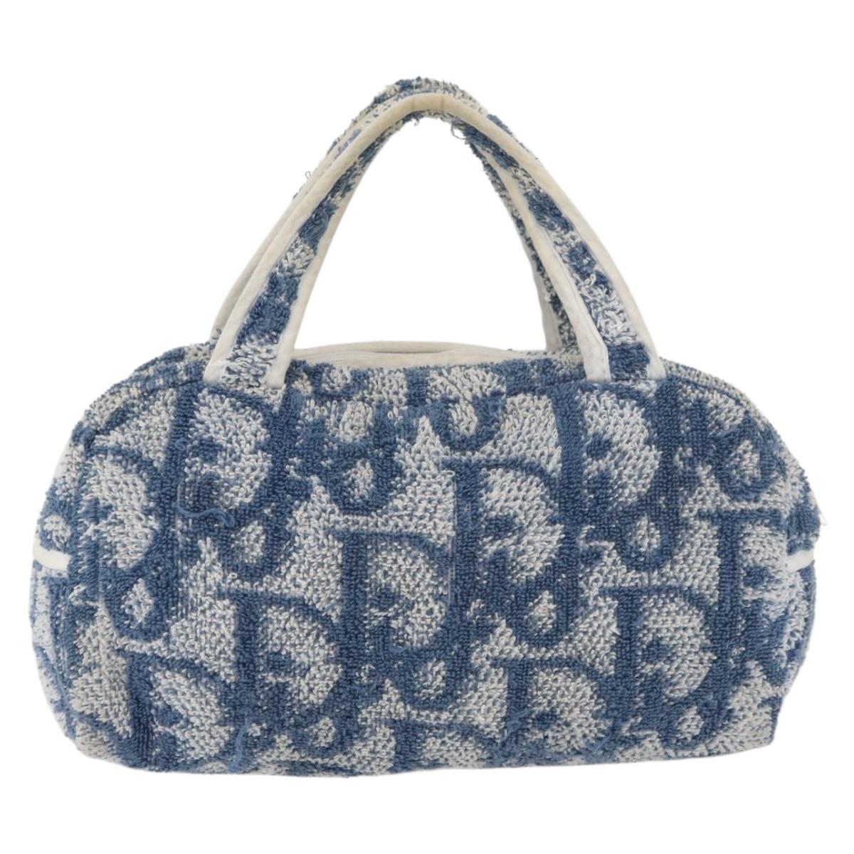 Christian Dior Trotter Canvas Hand Bag Pile Blue Auth 177023