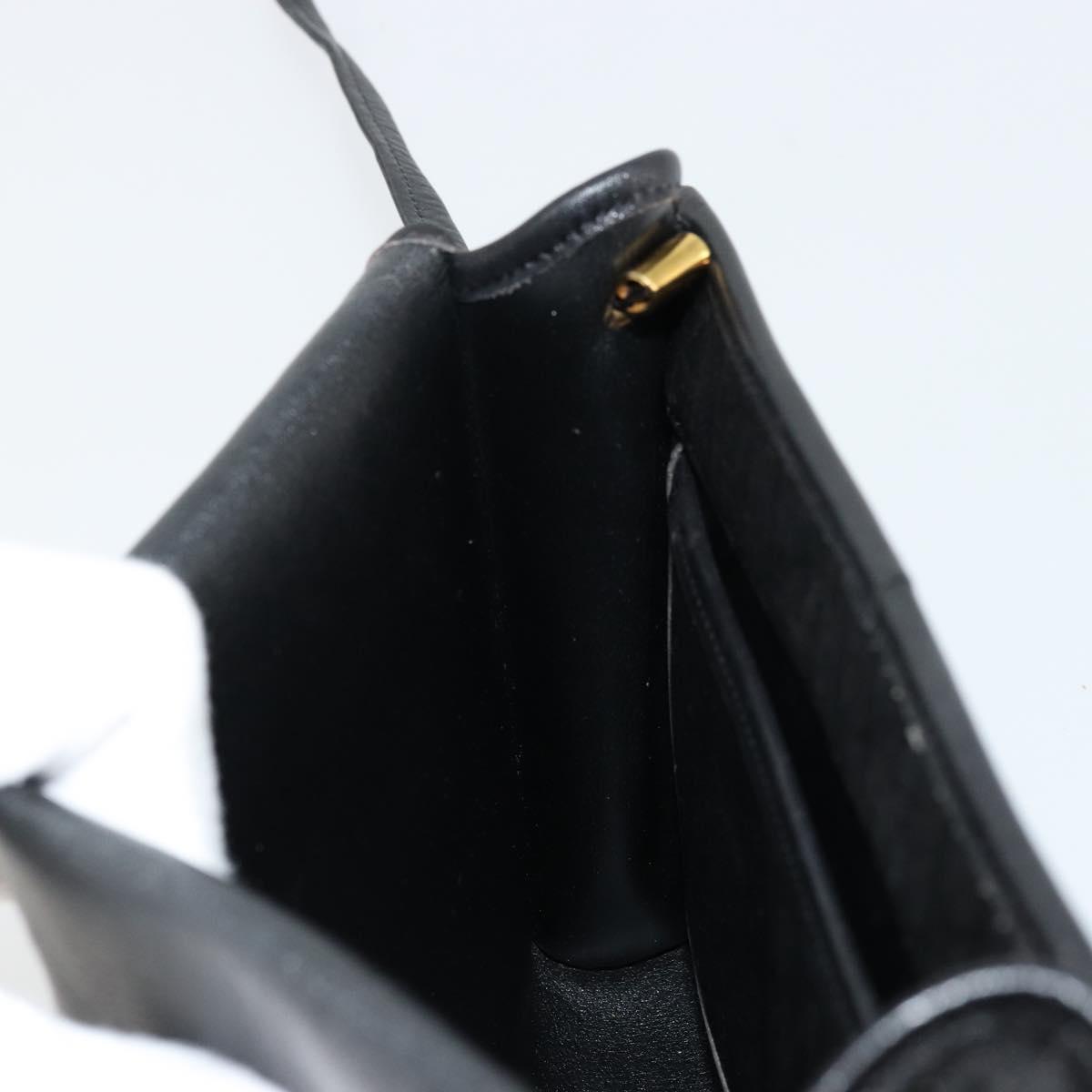 Christian Dior Trotter Canvas Shoulder Bag Black Gold Auth 177024A