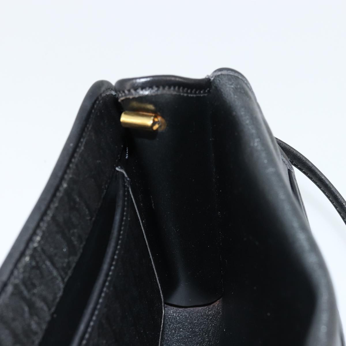 Christian Dior Trotter Canvas Shoulder Bag Black Gold Auth 177024A