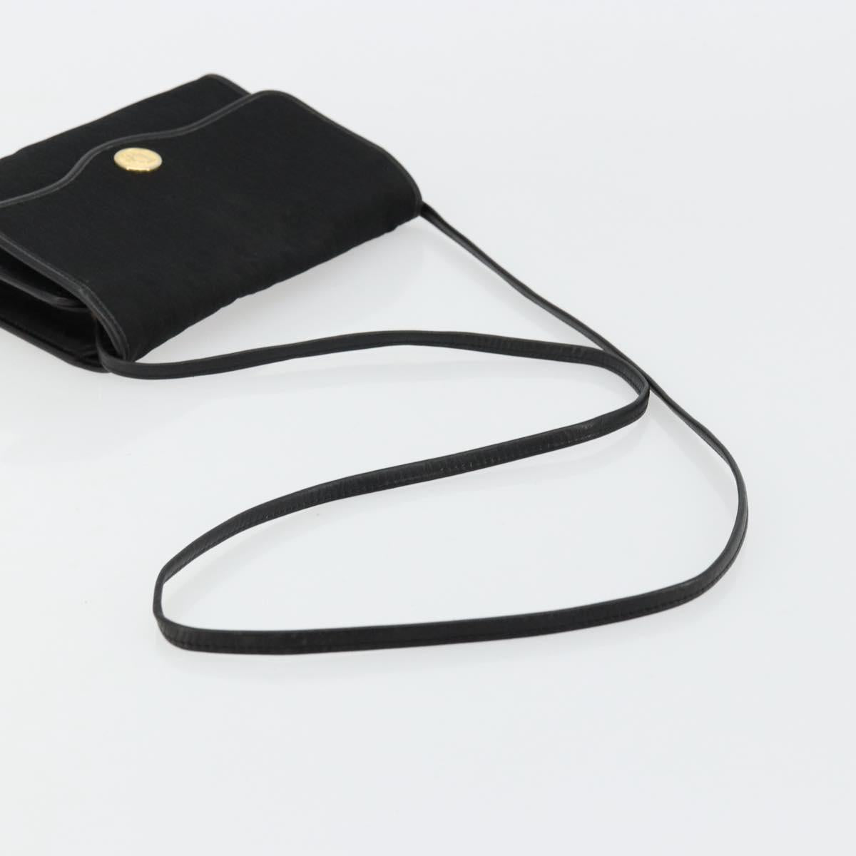 Christian Dior Trotter Canvas Shoulder Bag Black Gold Auth 177024A