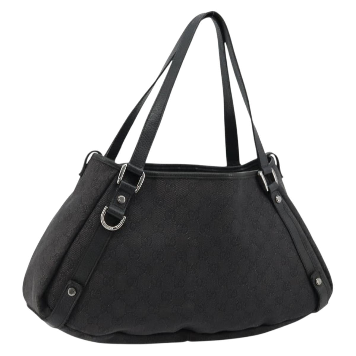 GUCCI GG Canvas Abbey Tote Bag Black Silver 293578 Auth 177025A