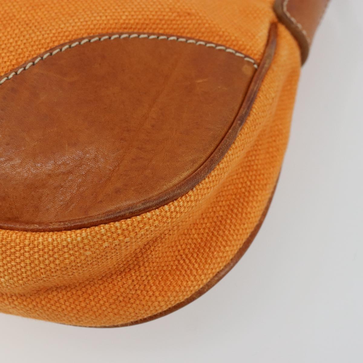 Miu Miu Shoulder Bag Canvas Orange Gold Auth 177028A