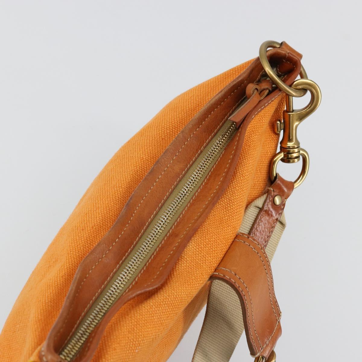 Miu Miu Shoulder Bag Canvas Orange Gold Auth 177028A