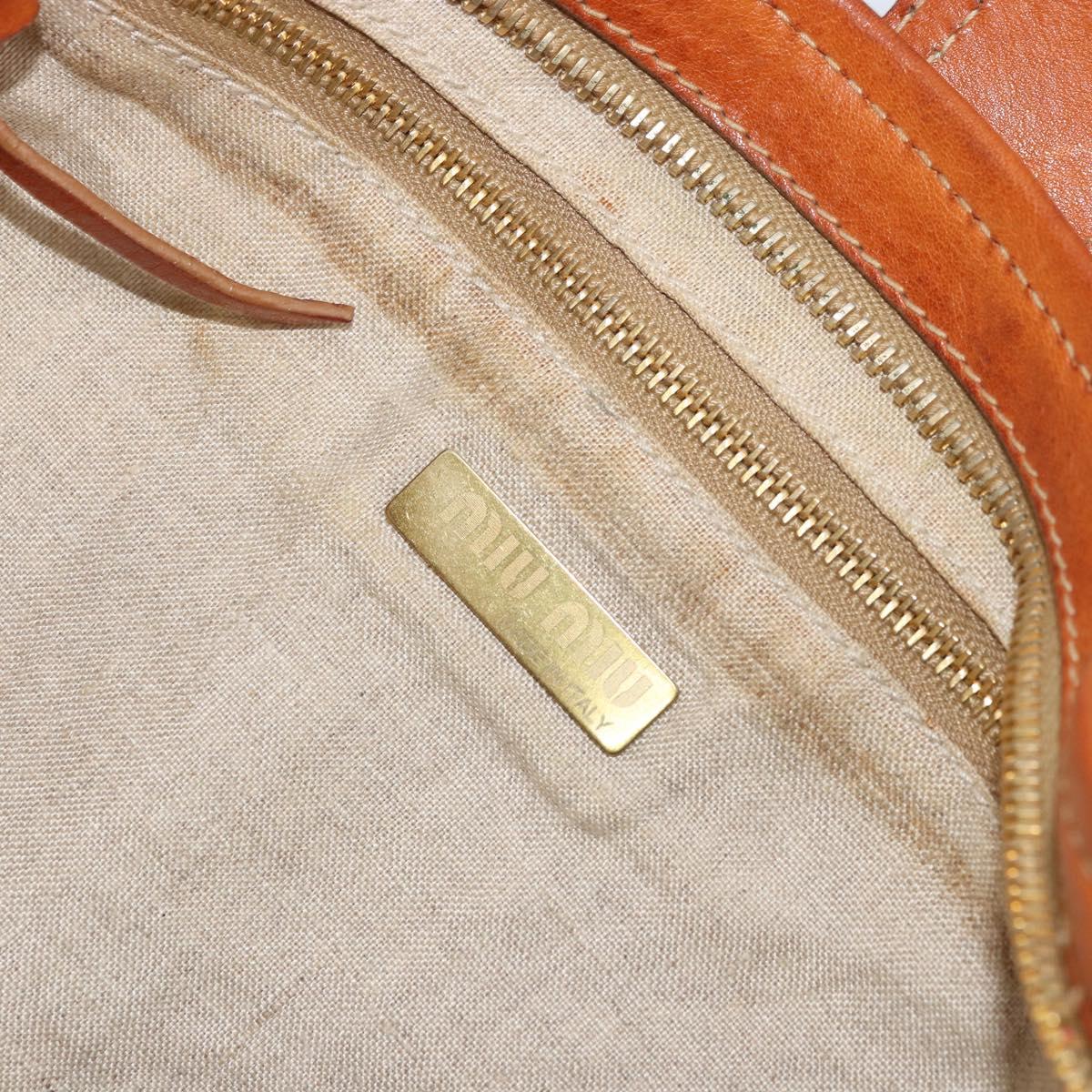 Miu Miu Shoulder Bag Canvas Orange Gold Auth 177028A